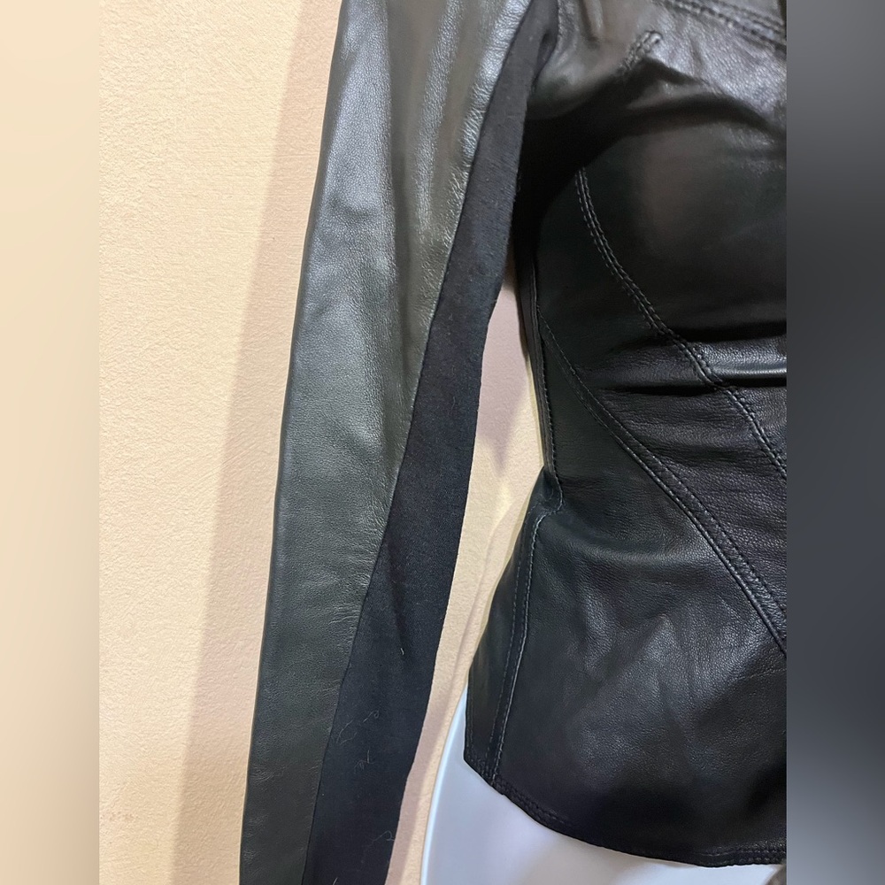 Bebe Leather Cropped Moto Jacket - Picture 2 of 7